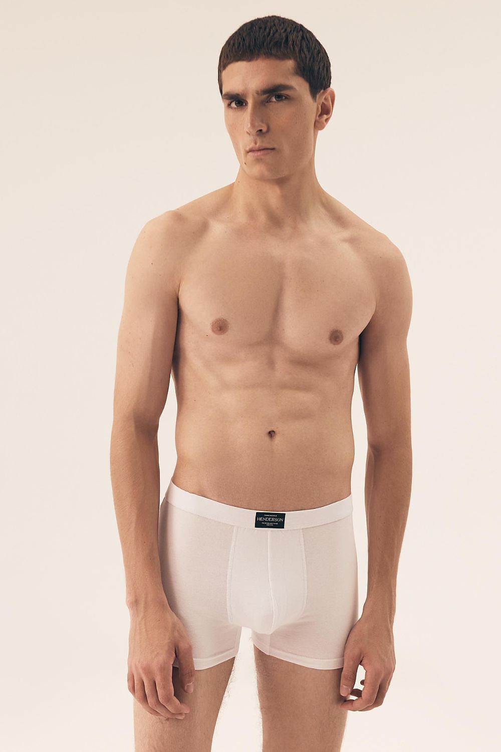 Elegant Henderson Men's Boxer Shorts in navy blue, made from soft cotton spandex fabric, perfect for all-day comfort.