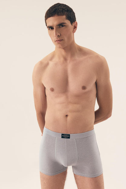 Chic beige Henderson Men's Boxer Shorts, featuring a fitted cut and elastic waist for ultimate comfort, beautifully packaged.