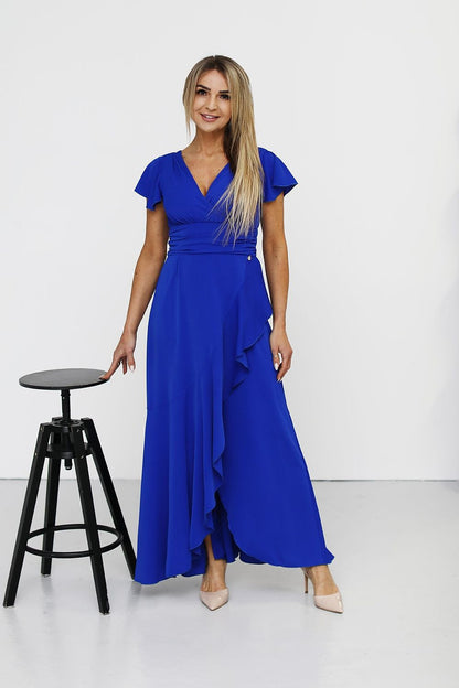 Comfortable and fashionable long dress by Jersa with elegant back elastic band for a perfect fit.