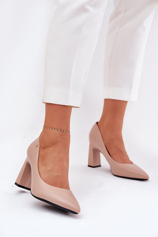Elegant Eco Leather Block Heel Pumps by Step in Style, featuring a sophisticated design with pointed toes, available in sizes EU 36-40.