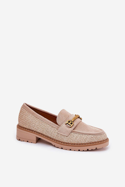 Close-up of Step in Style Women's Eco Suede Moccasin Loafers showcasing fine craftsmanship and a chic decorative braid.