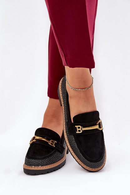 Luxury women's eco suede moccasin loafers by Step in Style featuring decorative braid and gold detailing, sizes EU 36-41.