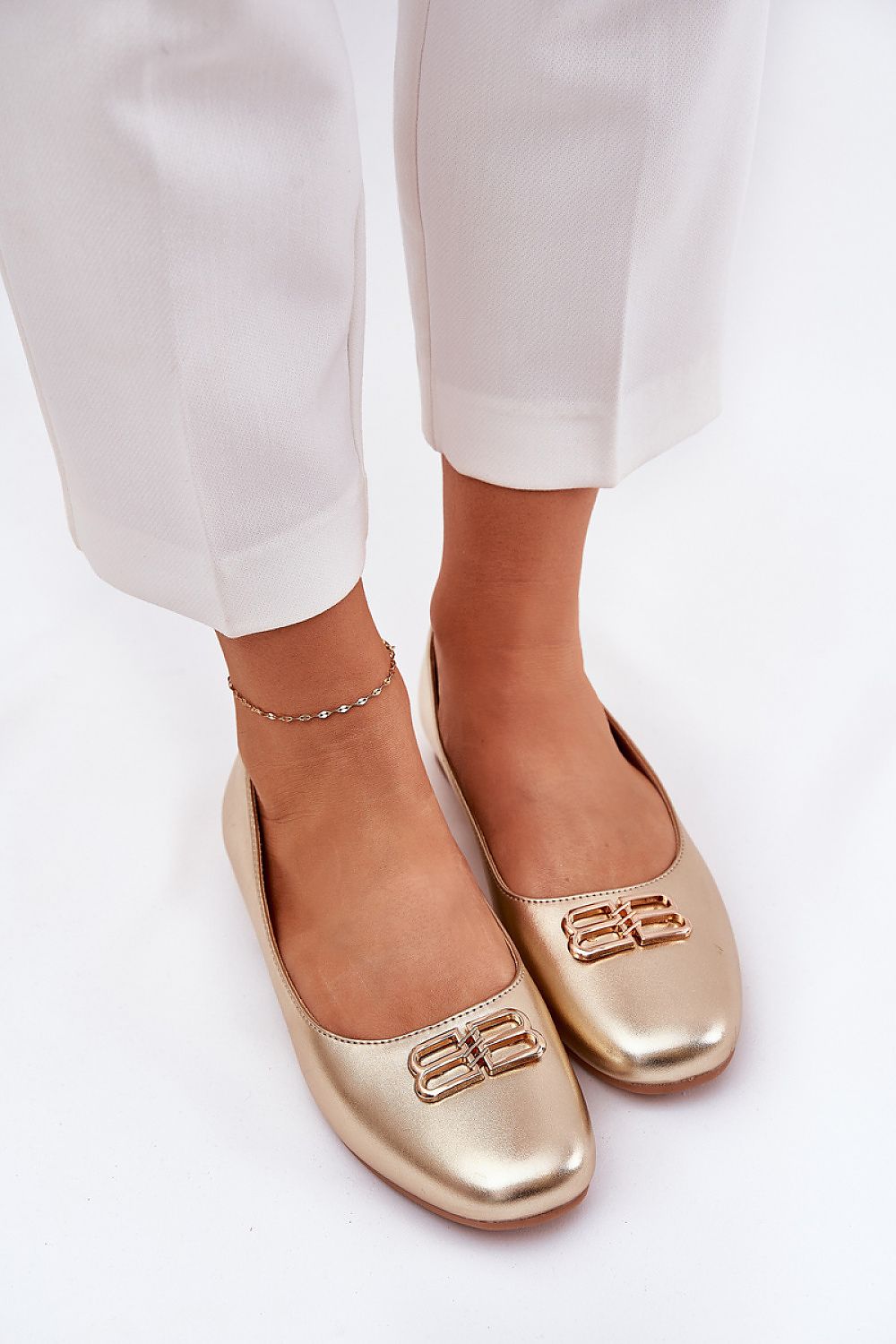 Stylish women's ballet flats made from eco leather by Step in Style, showcasing a subtle front decoration and a chic rounded toe for sophisticated daily wear.