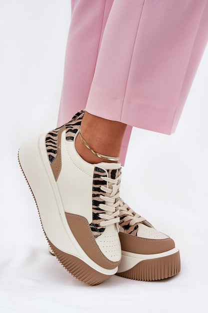 Stylish women's eco leather sneakers by Step in style featuring a chic animal pattern, elegant platform height of 5 cm, perfect for luxury everyday fashion.