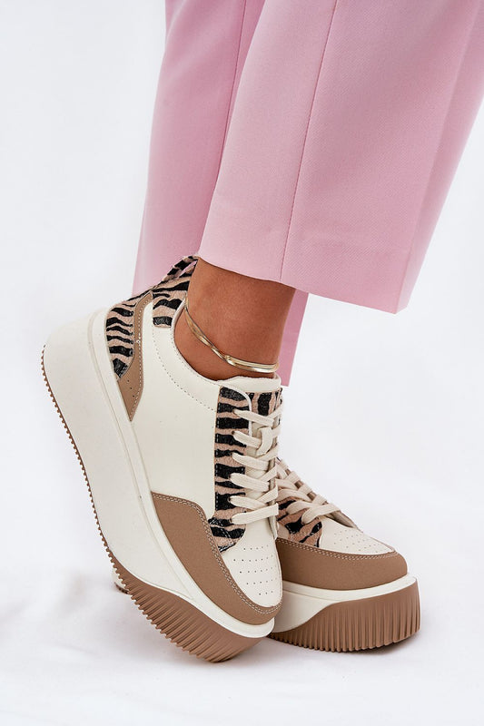 Stylish women's eco leather sneakers by Step in style featuring a chic animal pattern, elegant platform height of 5 cm, perfect for luxury everyday fashion.