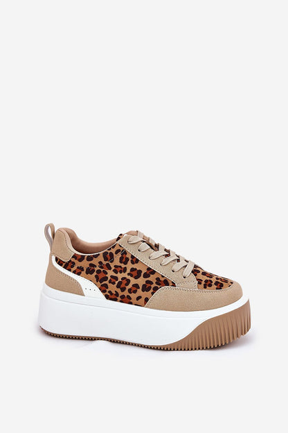 Elegant women's eco leather sneakers adorned with an animal pattern by Step in Style, providing comfort and style with a 5cm platform height.