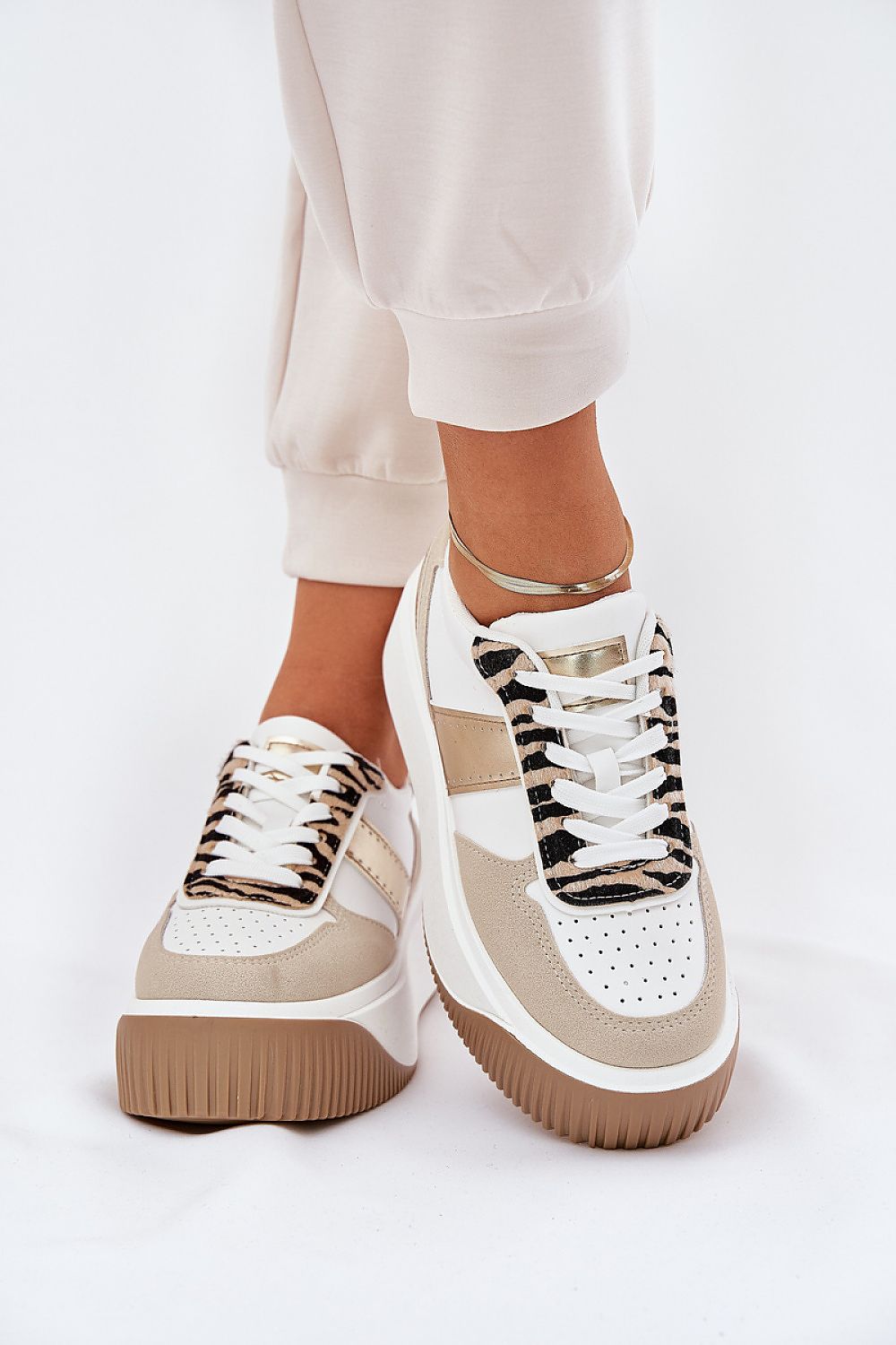 Elegant eco leather platform sneakers for women by Step in style, featuring a stylish design and comfort foam insole.
