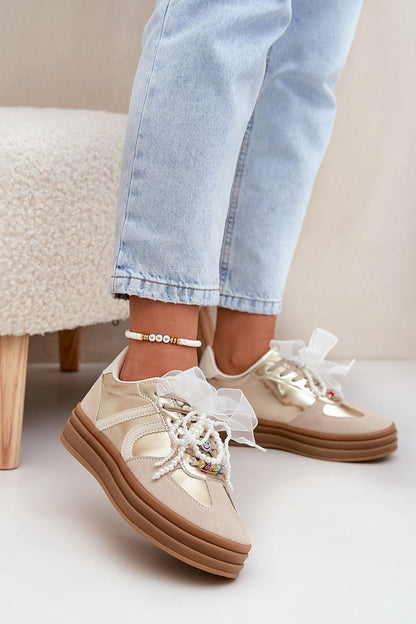 Stylish eco-suede platform sneakers by Step in Style, featuring charming lace details and designed for a contemporary, fashionable look. Available in sizes EU 36-41, perfect for elevating everyday outfits.