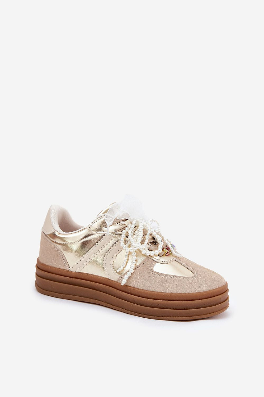 Elegant eco-suede platform sneakers by Step in Style featuring charming laces and a contemporary design, perfect for stylish everyday wear.