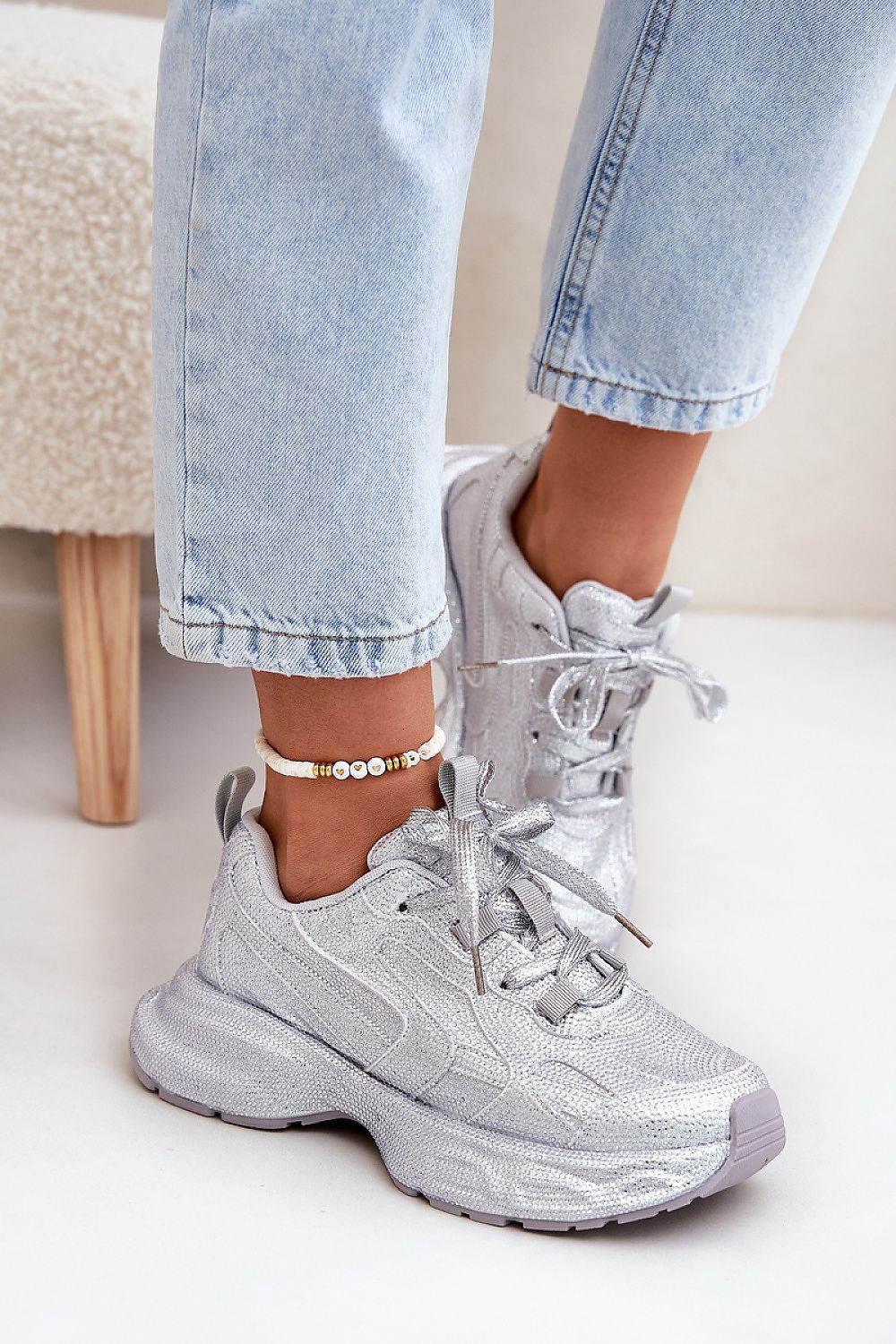 Stylish women's platform sneakers in multiple sizes EU 36-41, featuring luxurious zircon accents, designed for unparalleled comfort by Step in Style.
