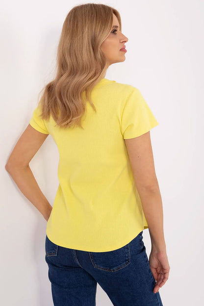 Luxury fitted cotton blouse by Italy Moda featuring a feminine V-neck and short sleeves, perfect for casual elegance and versatile styling.