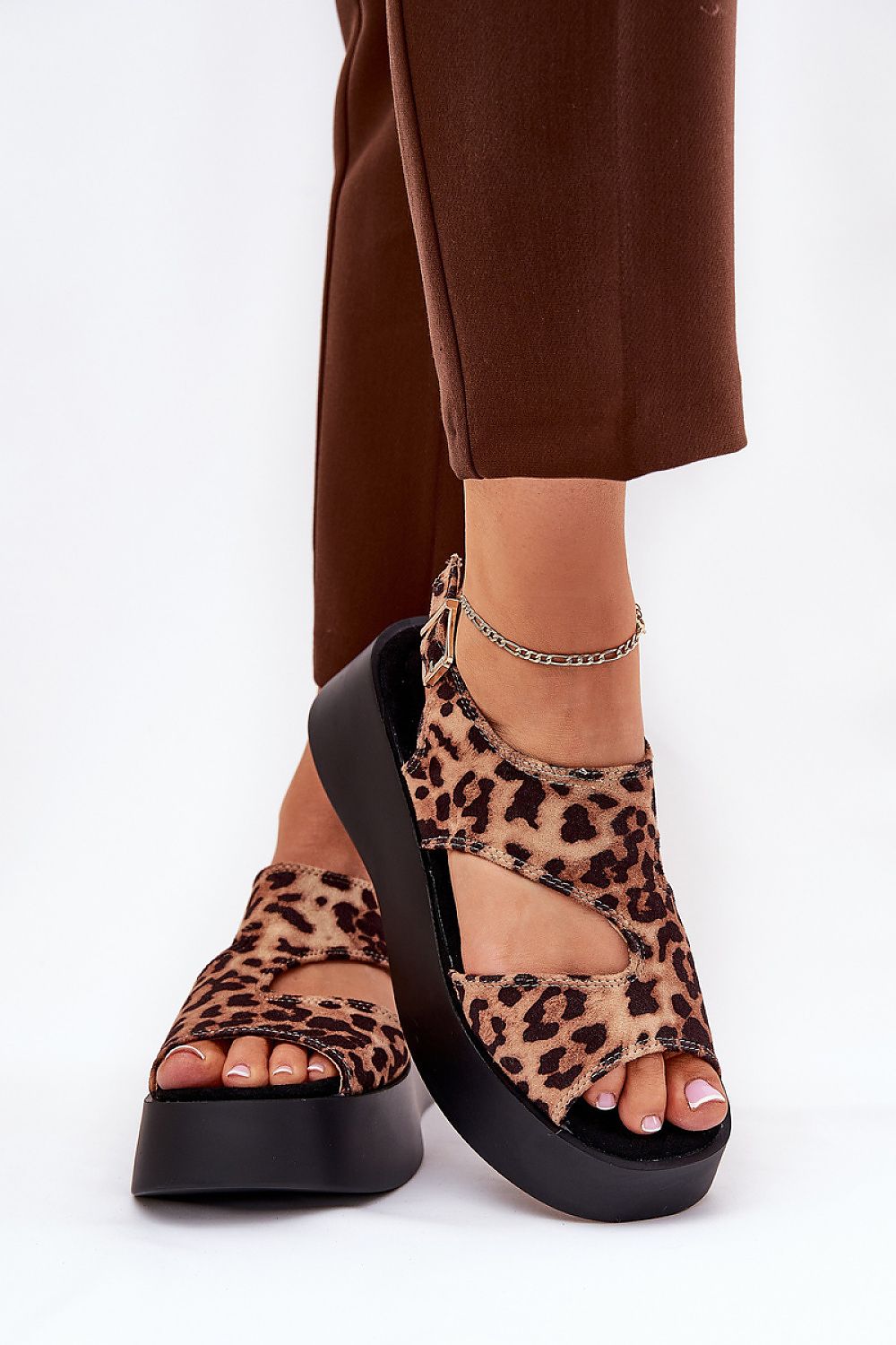 Step in Style fashionable women's sandals in eco suede, featuring a chic design suitable for dresses and skirts.