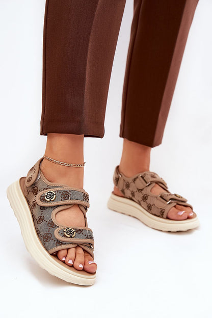 Elegant women's textile sandals with velcro straps by Step in Style showcasing a sophisticated patterned upper and a 3cm platform, ideal for summer fashion.