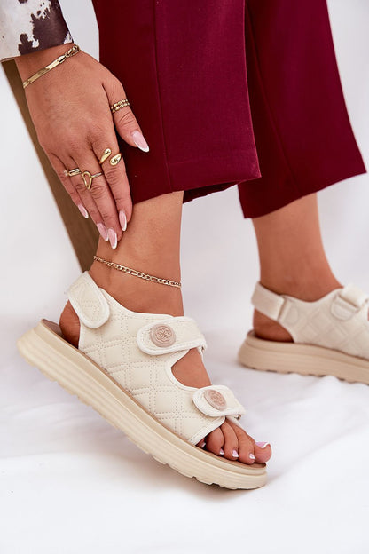 Stylish Eco Leather Women's Platform Sandals with Velcro Straps from Step in Style, featuring a comfortable 3 cm platform height for effortless elegance.