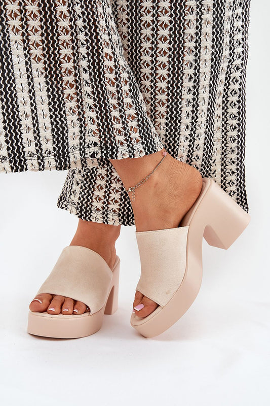 Elegant Women's platform sandals with a 9cm eco suede heel by Step in Style, featuring a comfortable footbed perfect for summer outings or special occasions.