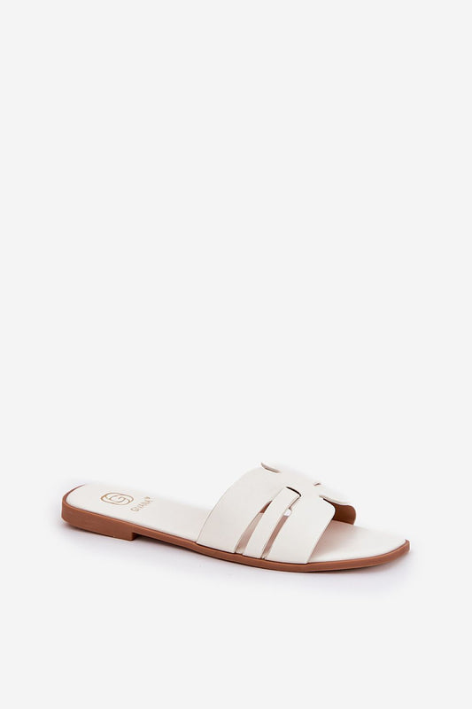 Close-up of eco leather flip-flops with delicate cut-outs, designed by Step in Style, perfect for summer elegance.