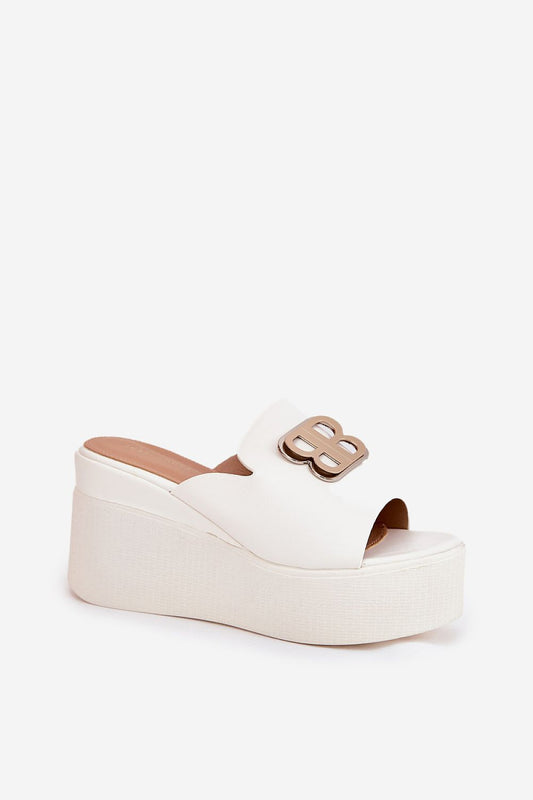 Elegant Women's Eco Leather Flip-Flops by Step in Style featuring a 9cm wedge heel, perfect for summer days.