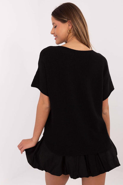 Elegant Italy Moda women's sweater in a classic short sleeve cut, made from a high-quality viscose-polyester blend for optimum comfort and versatility.