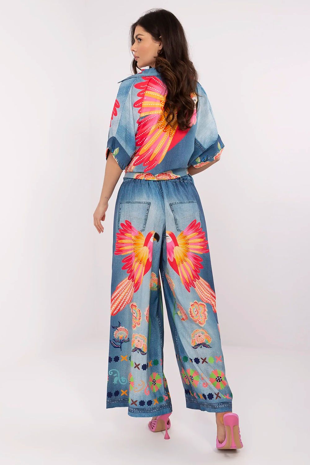 Stylish high waist palazzo pants in a unique print from Italy Moda, crafted for comfort and fashion-forward casual attire.