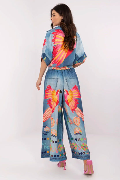 Stylish high waist palazzo pants in a unique print from Italy Moda, crafted for comfort and fashion-forward casual attire.