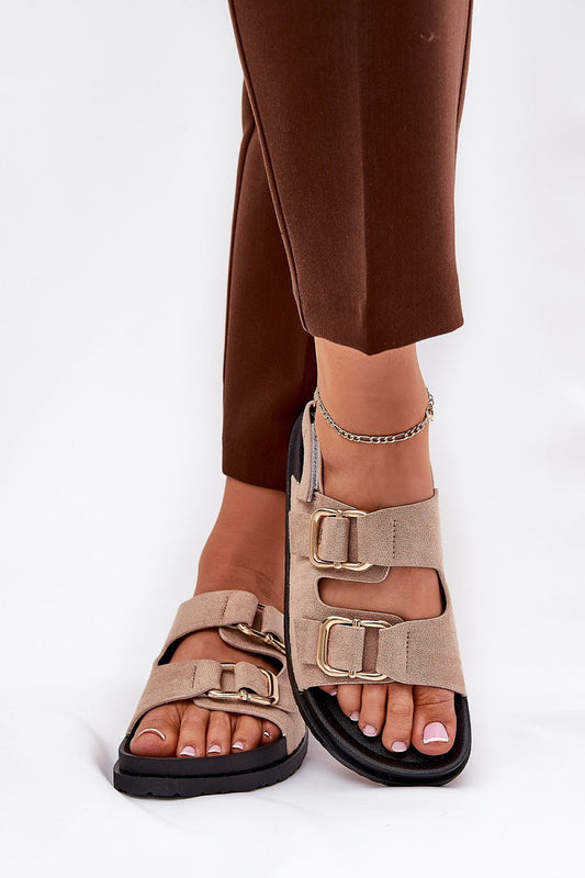 Luxury Eco Suede Platform Sandals by Step in Style featuring golden buckles for a chic summer look, available in sizes EU 36-41.