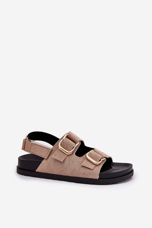 Elegant Eco Suede Platform Sandals by Step in Style with a comfortable 3 cm height and refined golden buckles, perfect for warm weather.
