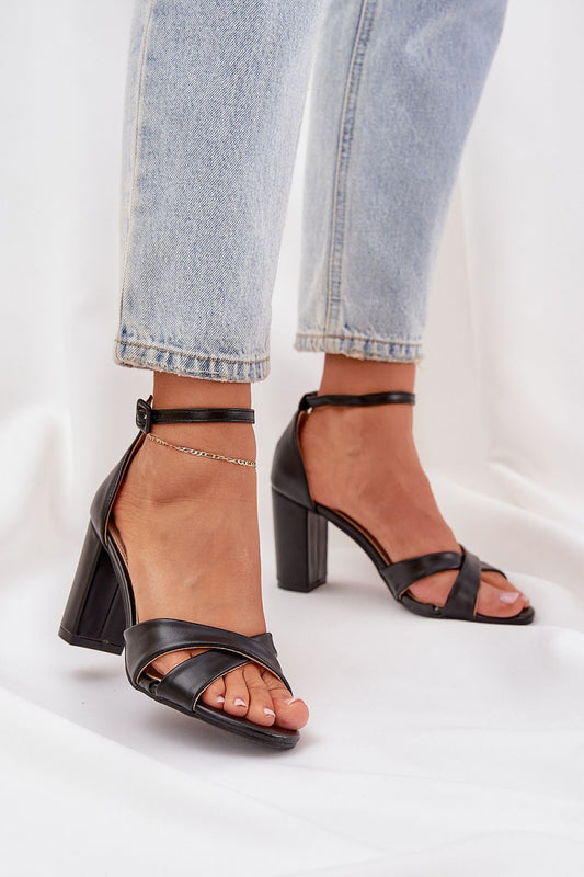 Elegant eco-leather heel sandals for women by Step in Style, featuring an adjustable strap and 8.5 cm heel, perfect for all-day comfort and luxury style.