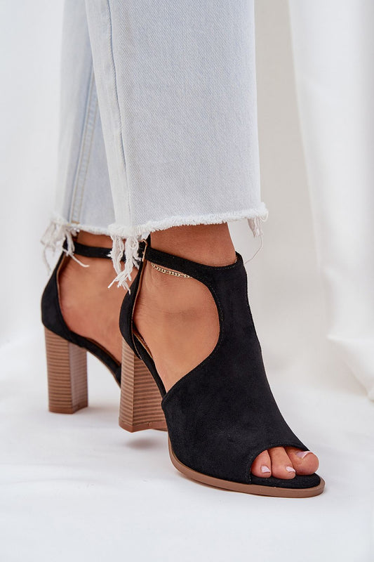 Step in style luxury eco-suede women's heel sandals featuring an adjustable strap and 9cm heel height, perfect for summer elegance.