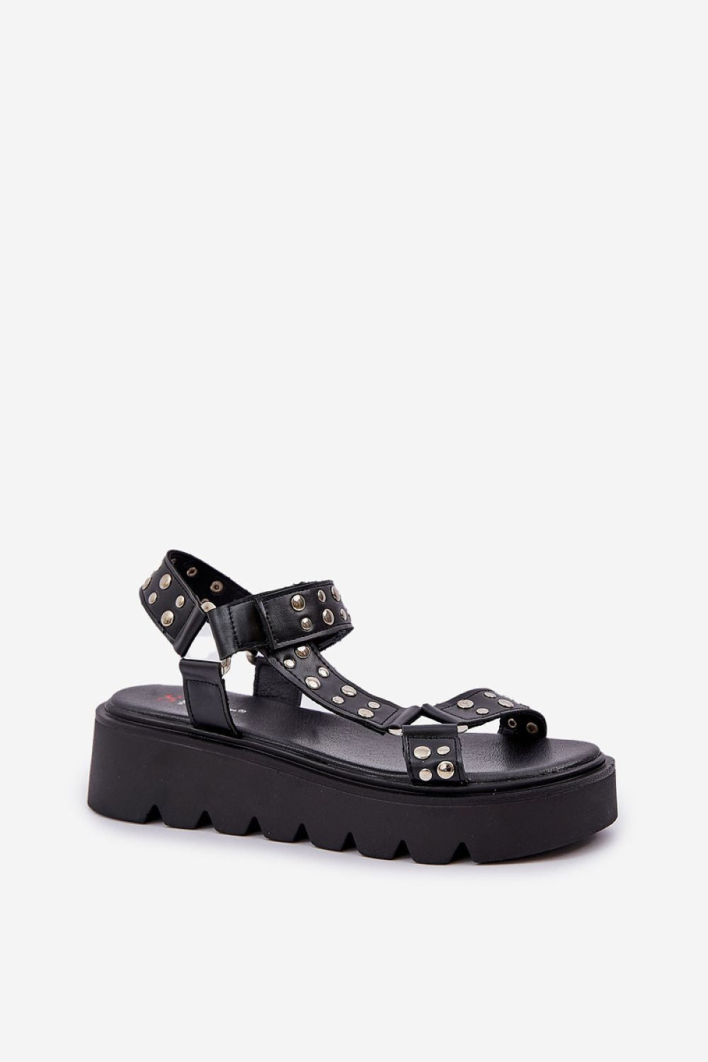 Elegant women's eco leather sandals with platform by Step in style, featuring decorative embellishments and Velcro fastening.