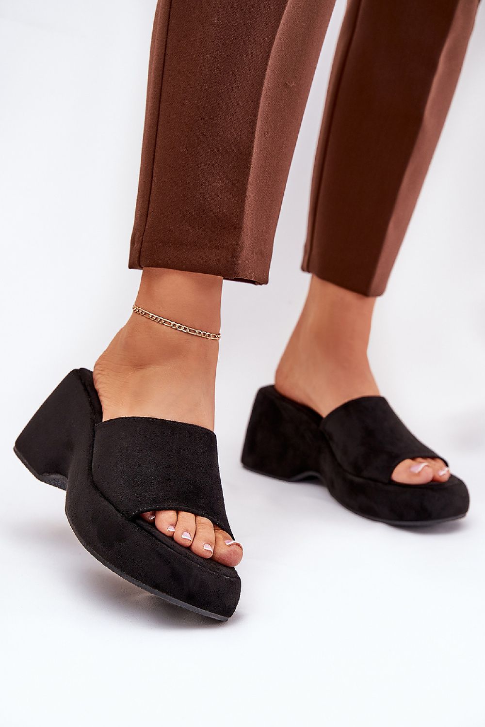 Luxury women's platform wedge sandals in imitation suede by Step in Style, showcasing refined elegance and modern design.