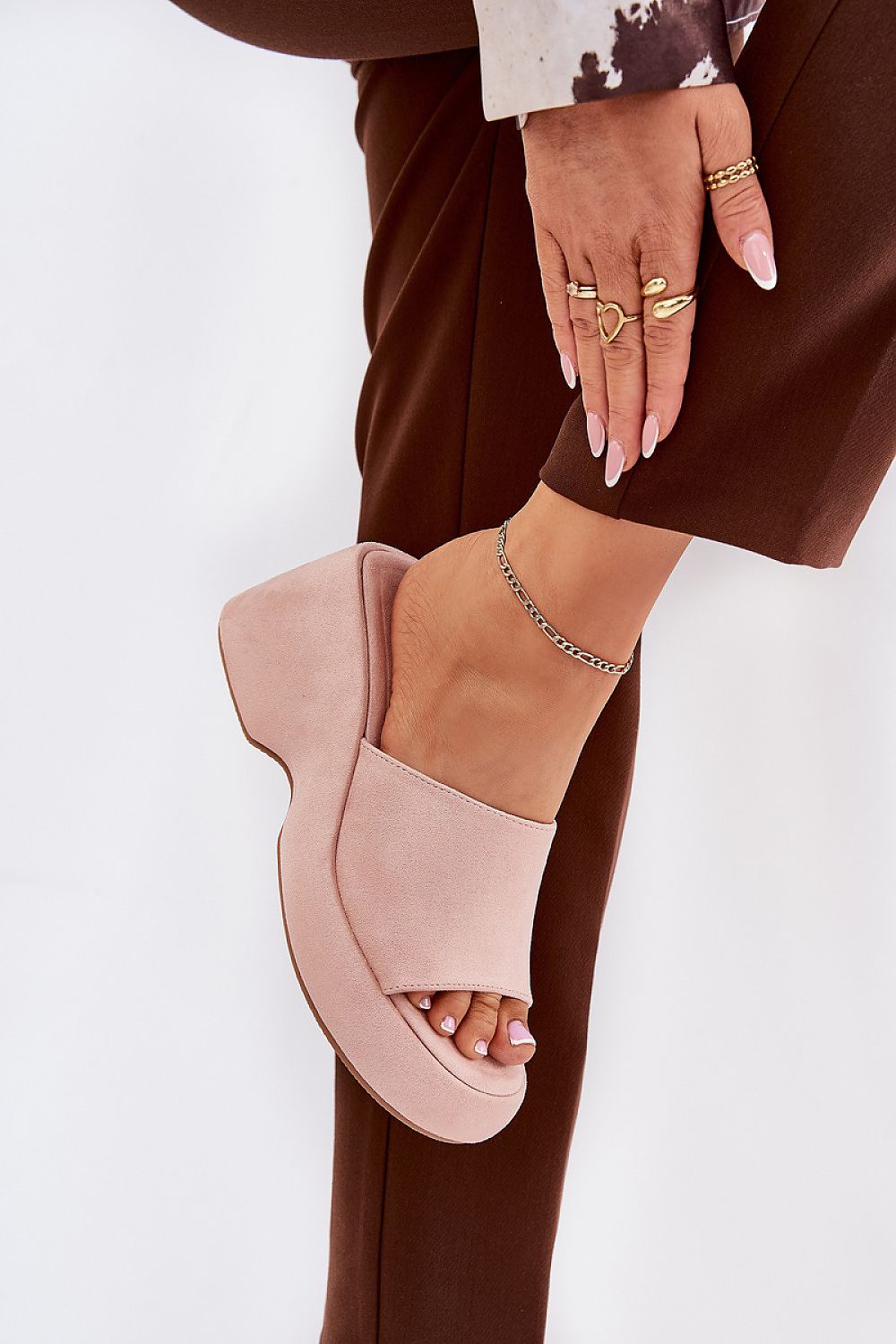 Luxury women's platform wedge sandals by Step in Style, crafted from imitation suede, perfect for sophisticated summer outfits.