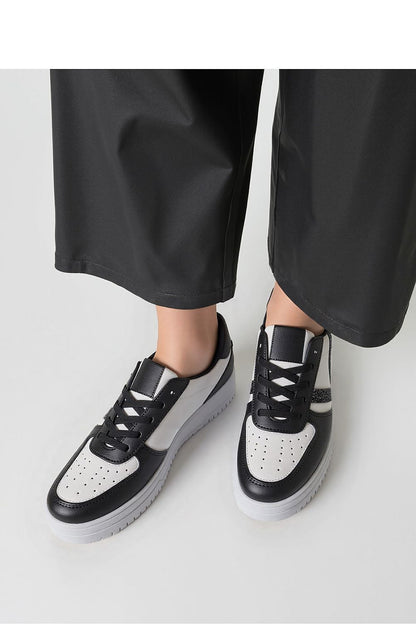 Elegant Inello LORENEX Black Sneakers featuring a smart colour contrast of black and white, ideal for both casual and stylish outfits.