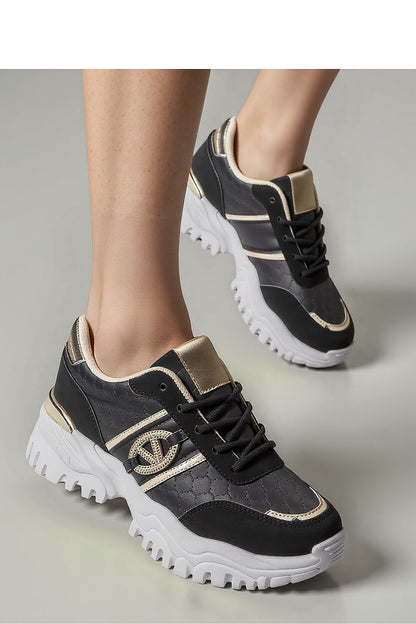 Elegant Women's Blush Black Sneakers by Inello featuring a sleek design with gold accents and a contrasting white sole, perfect for urban chic style.