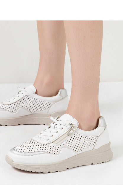 Fashionable Inello AVERIA white sneakers, highlighting the non-slip rubber sole and elegant design, ideal for casual elegance.