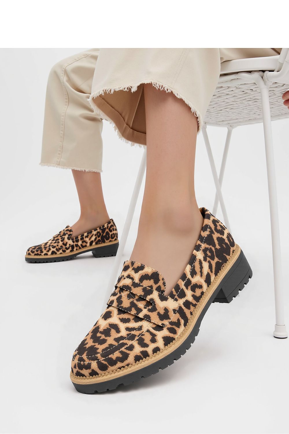 Close-up of Inello Lorien Leopard Print Suede Loafers, highlighting the intricate suede texture and unique leopard pattern, ideal for both elegant and casual outfits.
