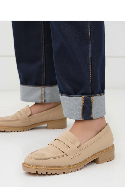 Close-up view of the Lorien Khaki Suede Loafers by Inello, highlighting the soft faux suede texture and chic design for modern sophistication.