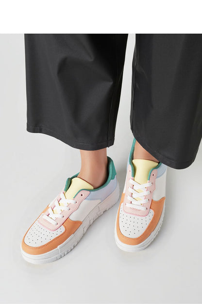 Chic Vexana Orange Sport Sneakers for Women in vibrant pastel colours, designed for comfort and elegance by Inello.