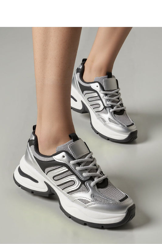 Stylish YNOVA Silver Metallic Sports Sneakers for men and women featuring breathable mesh and eco-friendly design by Inello