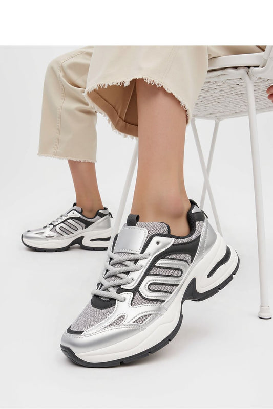 Close-up of YNOVA Silver Metallic Sports Sneakers showcasing premium quality synthetic leather and modern design by Inello