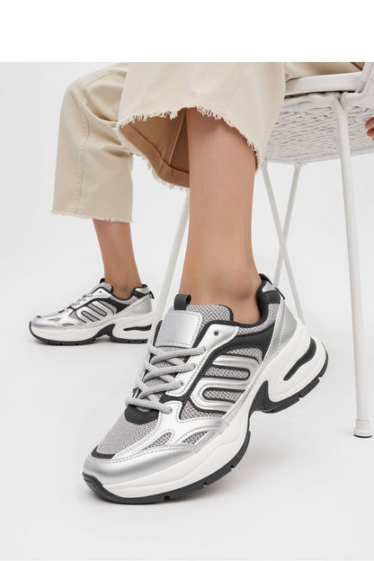 Close-up of YNOVA Silver Metallic Sports Sneakers showcasing premium quality synthetic leather and modern design by Inello