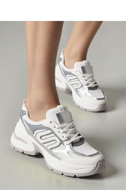 YNOVA White Eco-Leather & Mesh Sport Sneakers by Inello showcasing modern design and stylish comfort for casual and sporty looks.