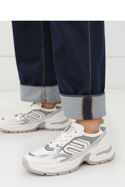 Side view of YNOVA White Eco-Leather & Mesh Sport Sneakers by Inello featuring a sleek design perfect for enhancing any athletic or casual outfit.