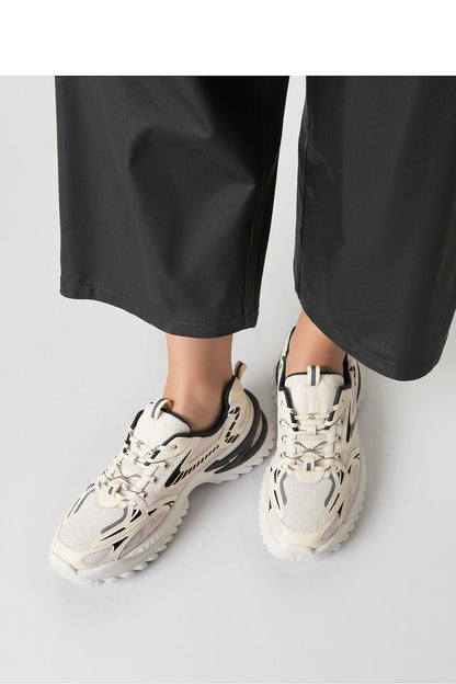 JAYDEN Beige Sport Sneakers by Inello, showcasing breathable mesh and faux leather design, perfect for men and women seeking luxury and style.