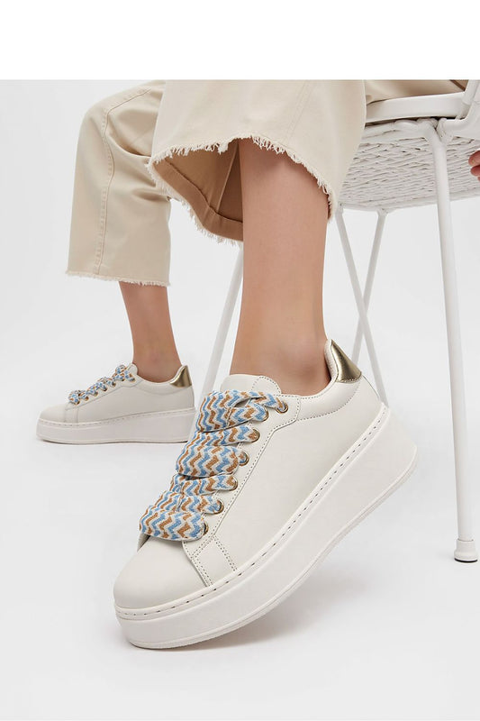 Zarax Beige Elegant Platform Sneakers with Patterned Laces by Inello, showcasing a stylish design perfect for luxury casual wear.