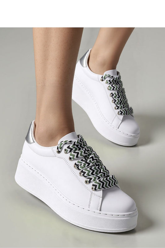ZARAX White Minimalist Platform Sneakers featuring stylish patterned laces by Inello, perfect for a chic, contemporary look.