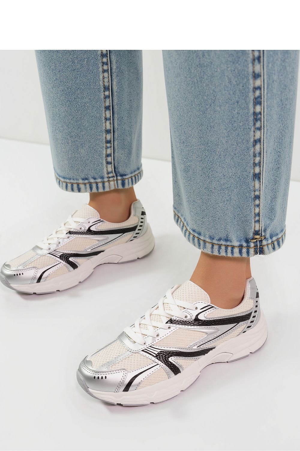 Stylish DYNAMIC Silver Sport Sneaker by Inello featuring eco-leather and textile design for luxury comfort and style.