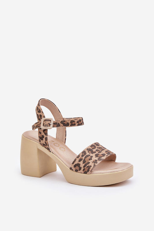 Stylish leopard print women's sandals with an 8.5 cm block heel and adjustable strap, crafted by Step in Style, ideal for enhancing your summer wardrobe.