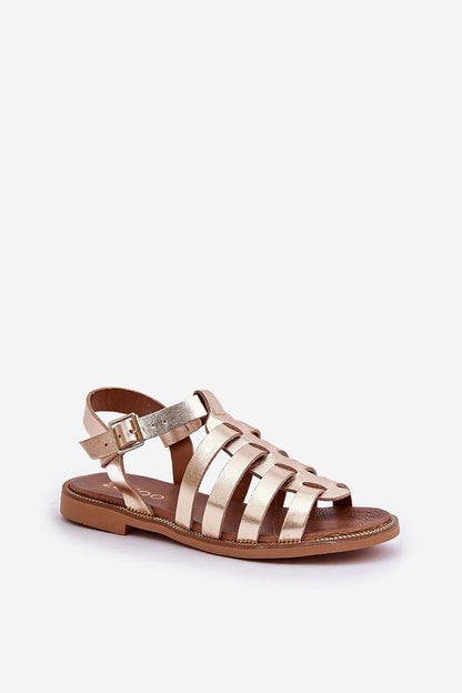 Elegant natural leather flat sandals by Step in Style, featuring a stylish strappy design and an adjustable buckle strap for a perfect fit.