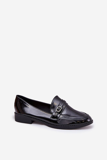 Stylish black eco leather loafers from Step in Style, featuring a refined design and decorative buckle. Perfect for enhancing any outfit with luxury and comfort.