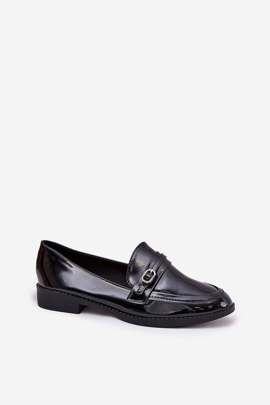 Stylish black eco leather loafers from Step in Style, featuring a refined design and decorative buckle. Perfect for enhancing any outfit with luxury and comfort.